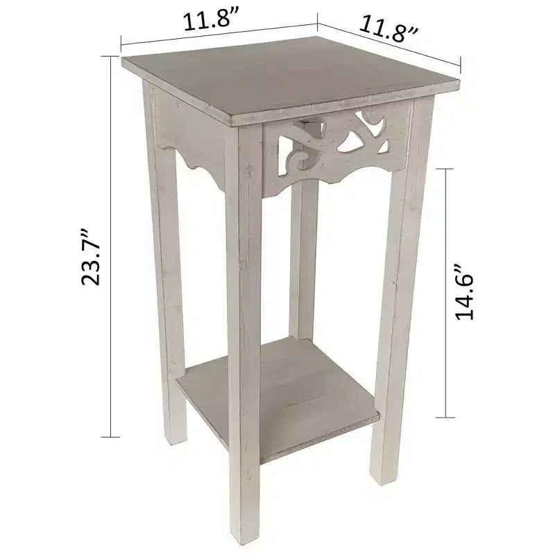 eHemco Plant Decorating Stand End Table Side Table with Storage Shelf, 11.8 by 11.8 by 23.7 Inches