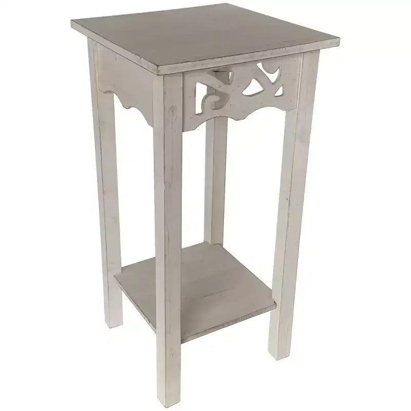 eHemco Plant Decorating Stand End Table Side Table with Storage Shelf, 11.8 by 11.8 by 23.7 Inches