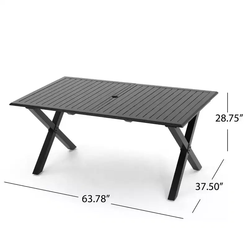 Christopher Knight Home Rogge Set da Pranzo Espandibile da Esterno a 7 Pezzi in Vimini e Alluminio con Cuscini, Marrone Chiaro/Nero Opaco