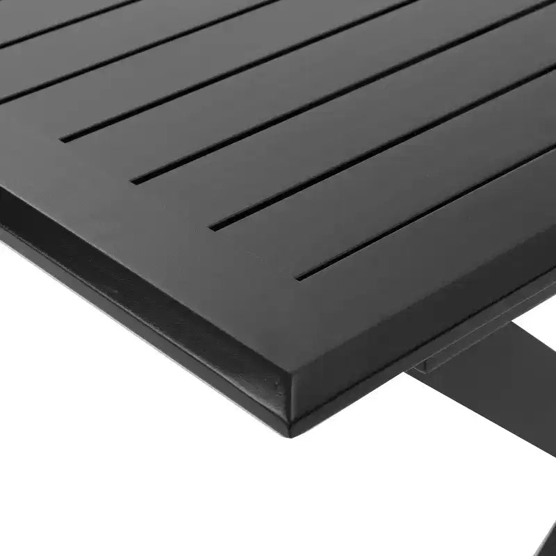 Christopher Knight Home Rogge Set da Pranzo Espandibile da Esterno a 7 Pezzi in Vimini e Alluminio con Cuscini, Marrone Chiaro/Nero Opaco