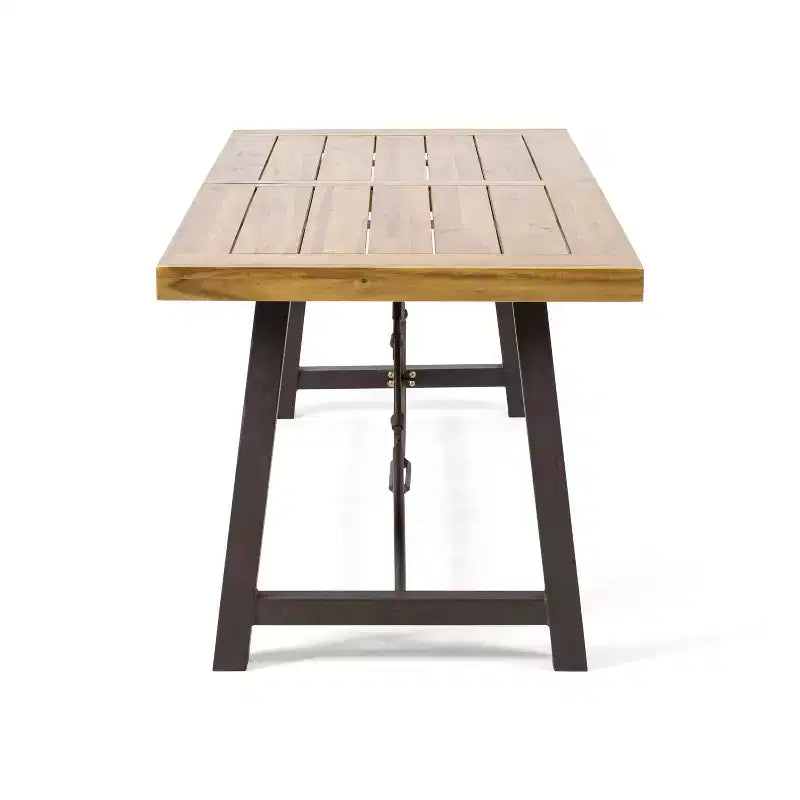 Christopher Knight Home Betsys, set da pranzo da esterno in legno di acacia e vimini, 6 pezzi con panca, teak/marrone mélange