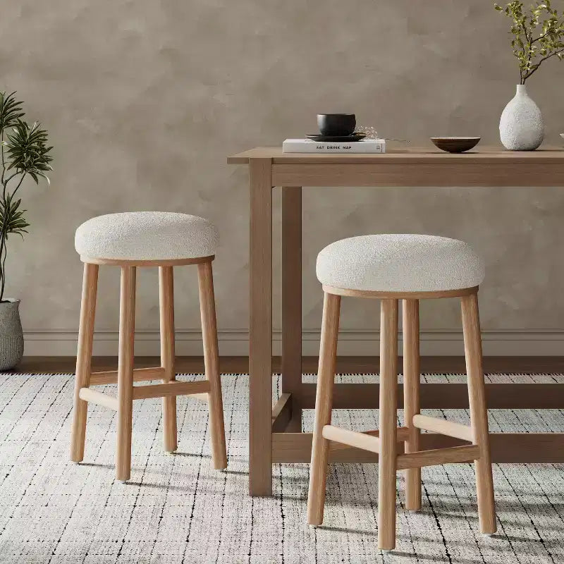 Sgabelli da bancone imbottiti Christopher Knight Home Patsy Modern Minimalist in legno di gomma (set da 2)