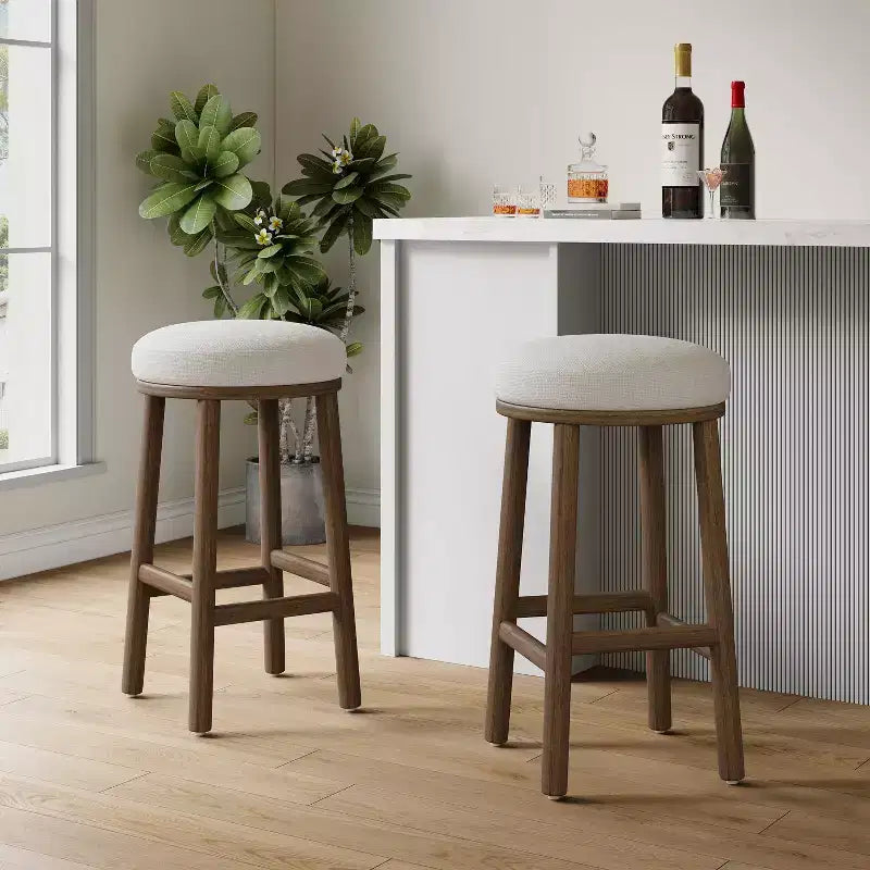 Sgabelli da bancone imbottiti Christopher Knight Home Patsy Modern Minimalist in legno di gomma (set da 2)