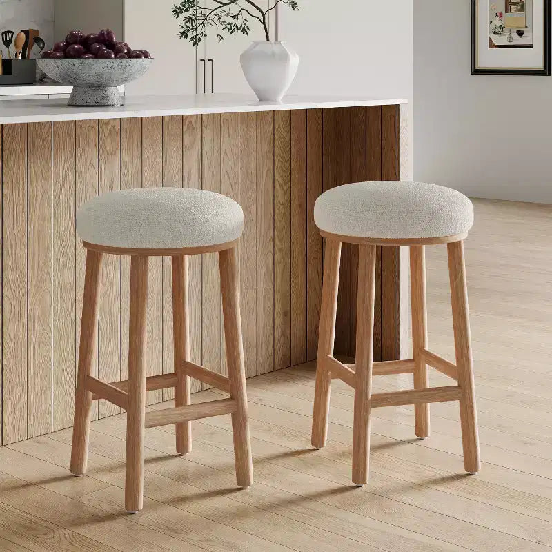 Sgabelli da bancone imbottiti Christopher Knight Home Patsy Modern Minimalist in legno di gomma (set da 2)