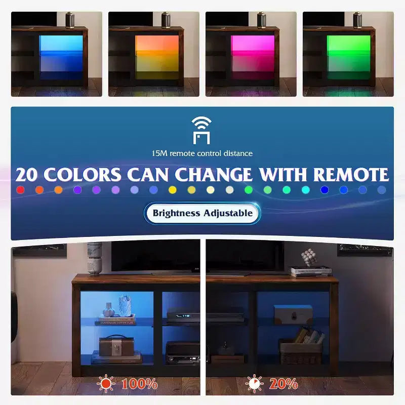 GALAXHERO Mobile TV con Luci LED per TV fino a 65 pollici, Centro di Intrattenimento con Ripiani in Vetro, Consolle TV Moderna per Soggiorno, Bianco