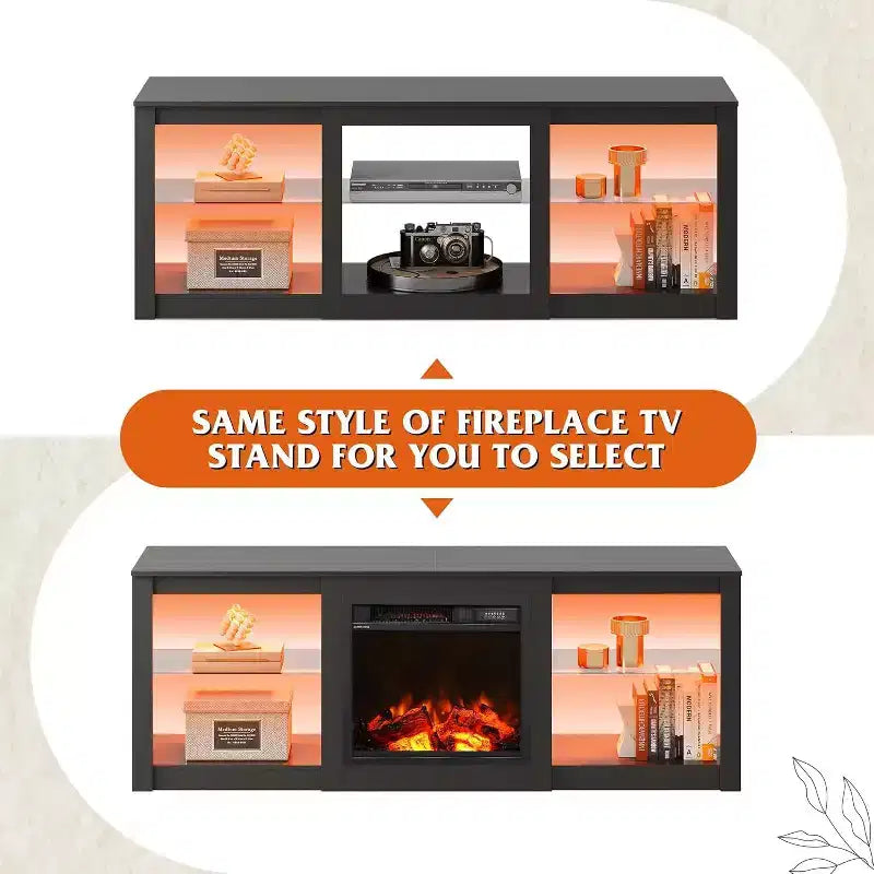 GALAXHERO Mobile TV con Luci LED per TV fino a 65 pollici, Centro di Intrattenimento con Ripiani in Vetro, Consolle TV Moderna per Soggiorno, Bianco