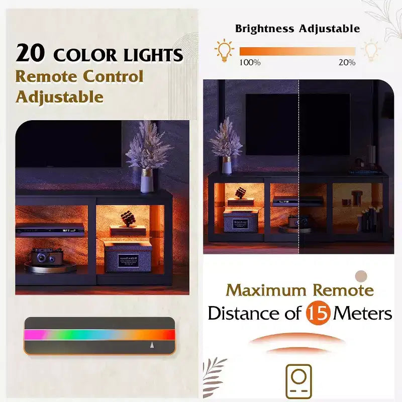 GALAXHERO Mobile TV con Luci LED per TV fino a 65 pollici, Centro di Intrattenimento con Ripiani in Vetro, Consolle TV Moderna per Soggiorno, Bianco