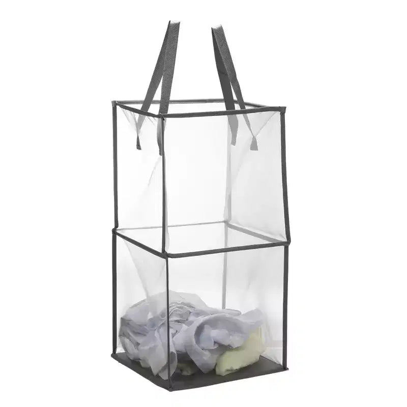 Unique Bargains Nylon Mesh Portable Reinforced Handles Laundry Hamper