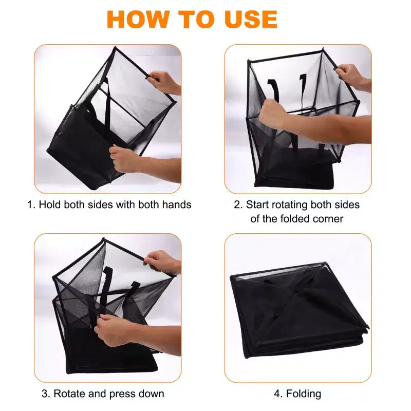 Unique Bargains Nylon Mesh Portable Reinforced Handles Laundry Hamper