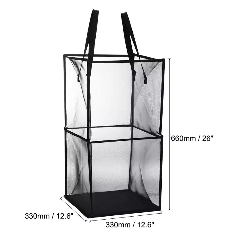 Unique Bargains Nylon Mesh Portable Reinforced Handles Laundry Hamper