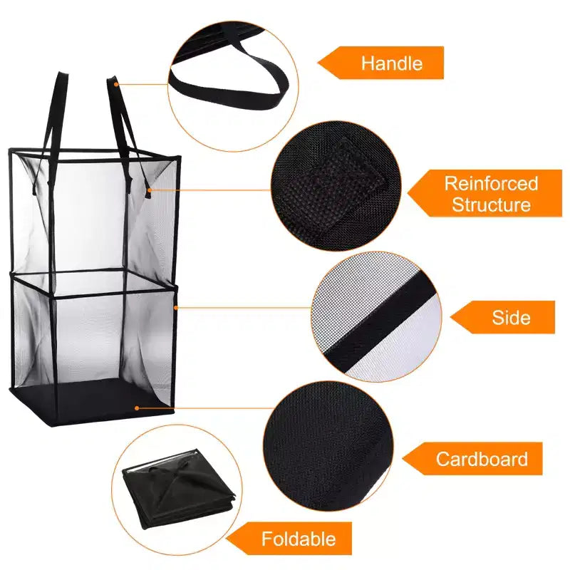 Unique Bargains Nylon Mesh Portable Reinforced Handles Laundry Hamper