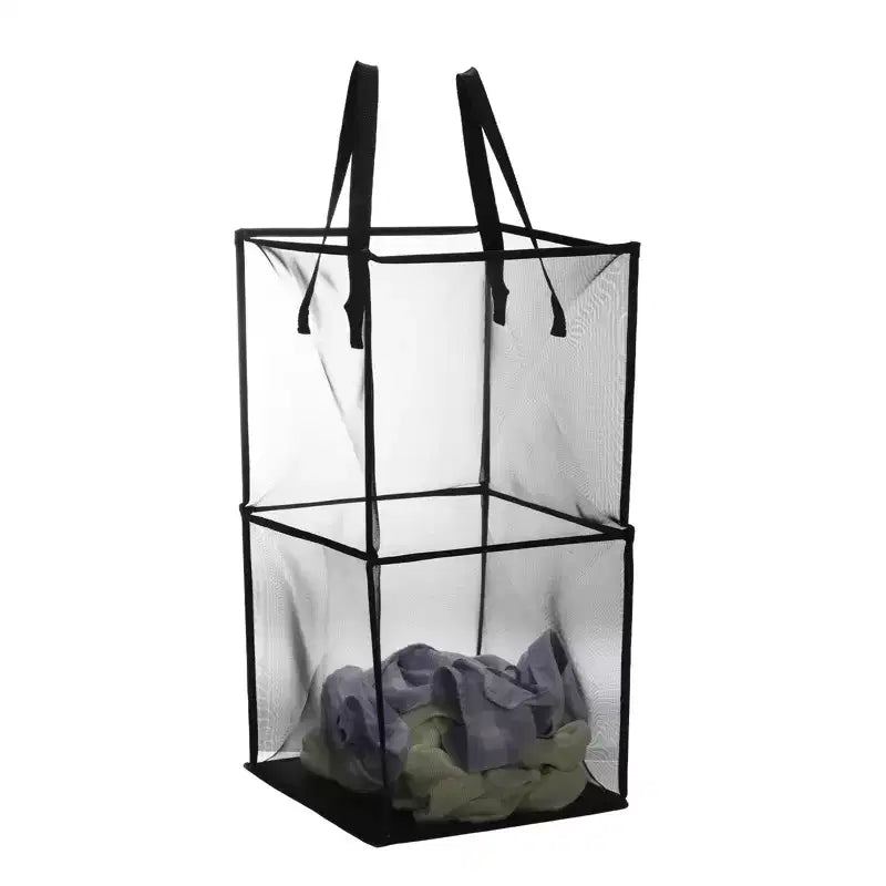 Unique Bargains Nylon Mesh Portable Reinforced Handles Laundry Hamper
