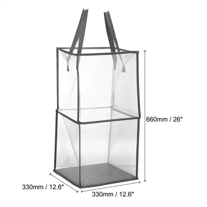Unique Bargains Nylon Mesh Portable Reinforced Handles Laundry Hamper