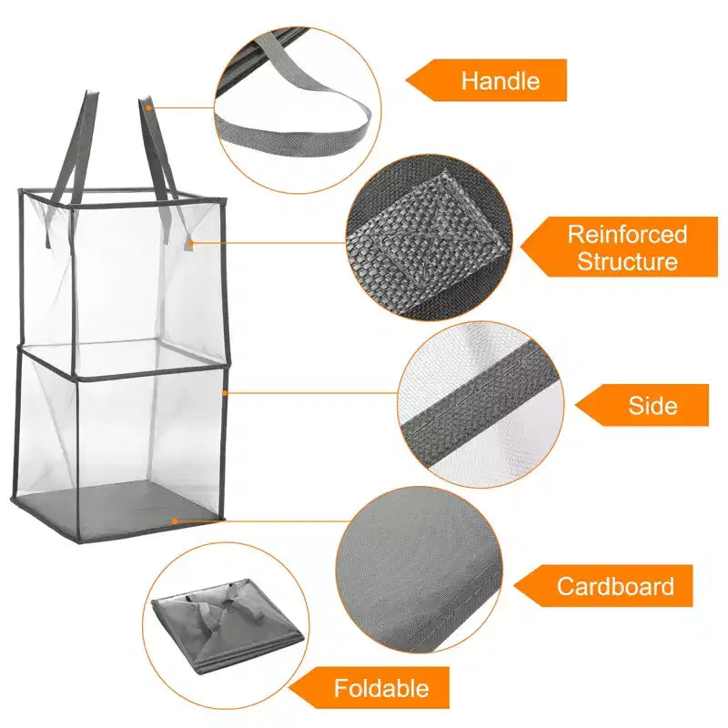 Unique Bargains Nylon Mesh Portable Reinforced Handles Laundry Hamper