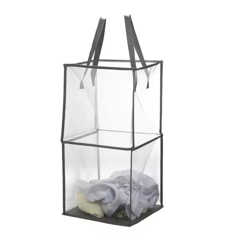 Unique Bargains Nylon Mesh Portable Reinforced Handles Laundry Hamper