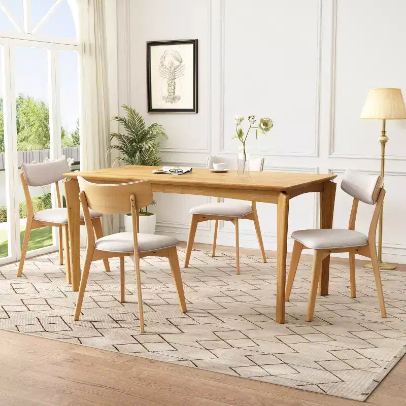 Christopher Knight Home Laila Set da Pranzo 5 Pezzi Mid-Century Modern in Legno di Gomma con Cuscino