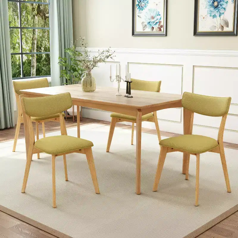 Christopher Knight Home Laila Set da Pranzo 5 Pezzi Mid-Century Modern in Legno di Gomma con Cuscino