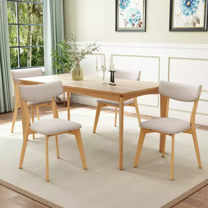 Christopher Knight Home Laila Set da Pranzo 5 Pezzi Mid-Century Modern in Legno di Gomma con Cuscino
