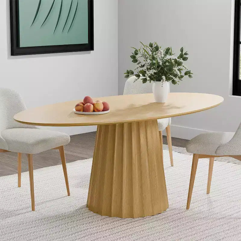 Tavolo da pranzo ovale in legno massello 67x33,5 con elegante base affusolata per 6 persone
