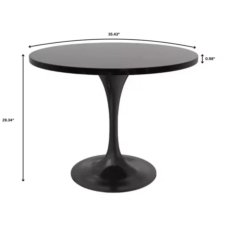 LeisureMod Verve Set da pranzo da 5 pezzi con tavolo da pranzo rotondo da 36" con piano in MDF nero e 4 sedie da pranzo