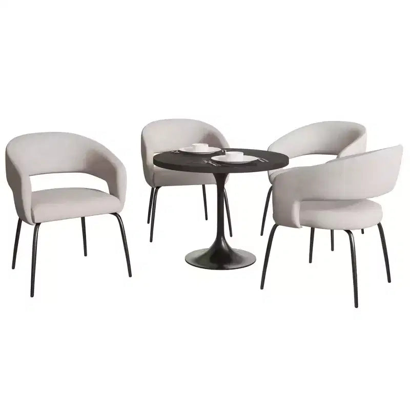 LeisureMod Verve Set da pranzo da 5 pezzi con tavolo da pranzo rotondo da 36" con piano in MDF nero e 4 sedie da pranzo