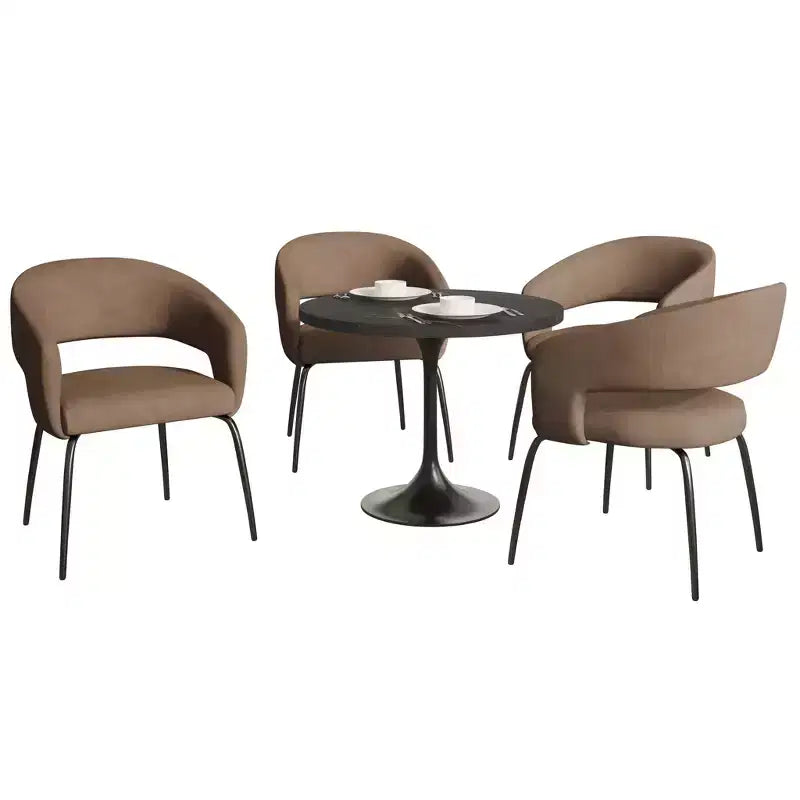 LeisureMod Verve Set da pranzo da 5 pezzi con tavolo da pranzo rotondo da 36" con piano in MDF nero e 4 sedie da pranzo