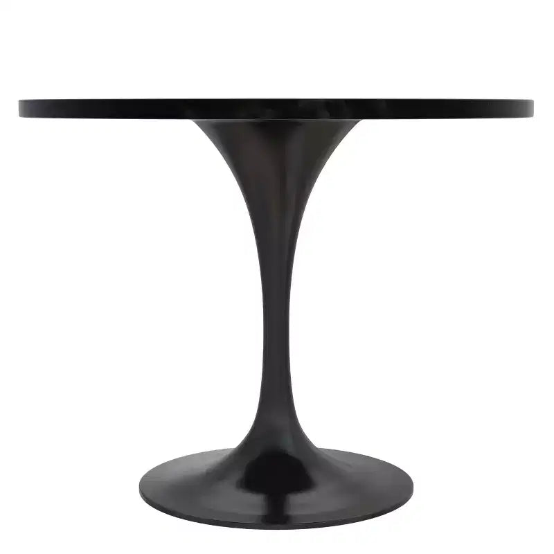 LeisureMod Verve Set da pranzo da 5 pezzi con tavolo da pranzo rotondo da 36" con piano in MDF nero e 4 sedie da pranzo