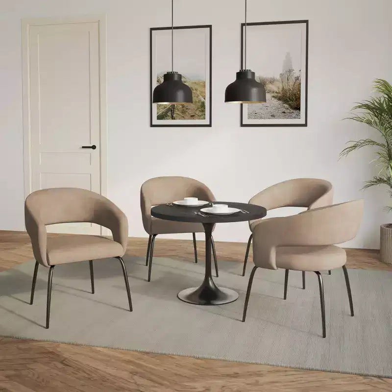 LeisureMod Verve Set da pranzo da 5 pezzi con tavolo da pranzo rotondo da 36" con piano in MDF nero e 4 sedie da pranzo