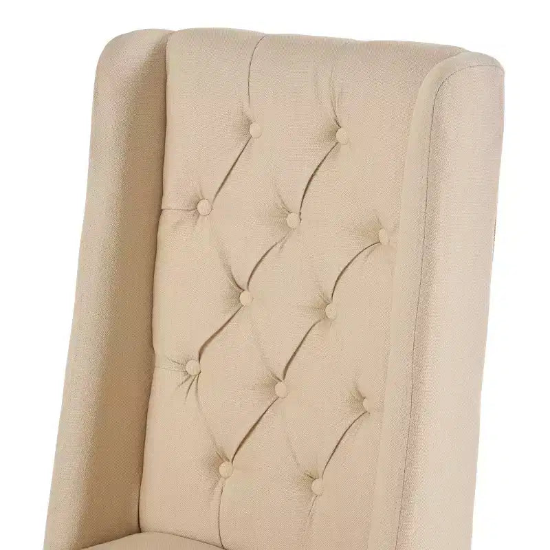 Set di 2 sedie da pranzo imbottite senza braccioli con schienale alto a "orecchie" e cuciture trapuntate a rombi, blu/beige/grigio/marrone/rosso/nero-Merax
