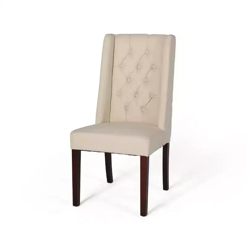 Set di 2 sedie da pranzo imbottite senza braccioli con schienale alto a "orecchie" e cuciture trapuntate a rombi, blu/beige/grigio/marrone/rosso/nero-Merax