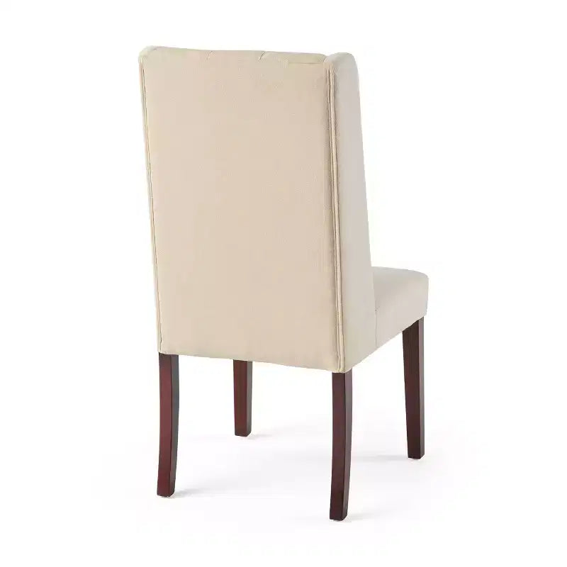 Set di 2 sedie da pranzo imbottite senza braccioli con schienale alto a "orecchie" e cuciture trapuntate a rombi, blu/beige/grigio/marrone/rosso/nero-Merax