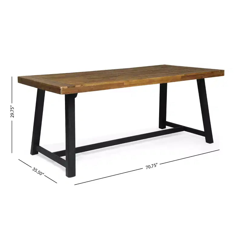 Christopher Knight Home Catalopa, set da pranzo da 7 pezzi in legno di acacia e resina, nero/tek, per esterni