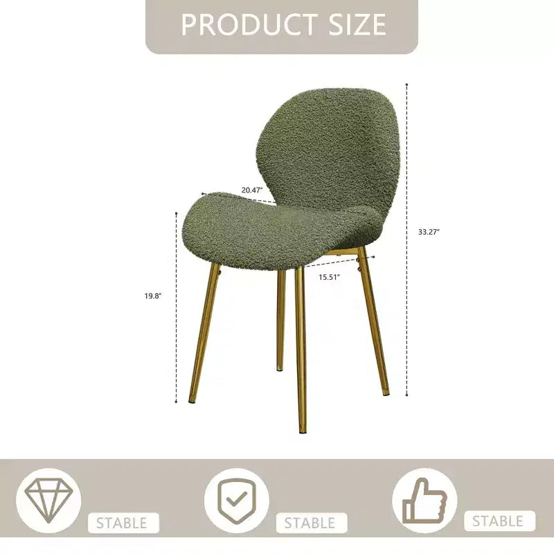 Vatros Sedie da pranzo moderne, set da 2 con gambe in metallo