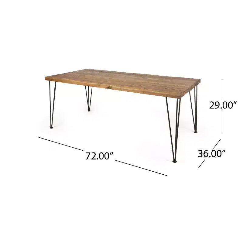 GDFStudio Santa Set da pranzo da esterno 7 pezzi in vimini e legno di acacia con cuscini, Teak/Multimarro