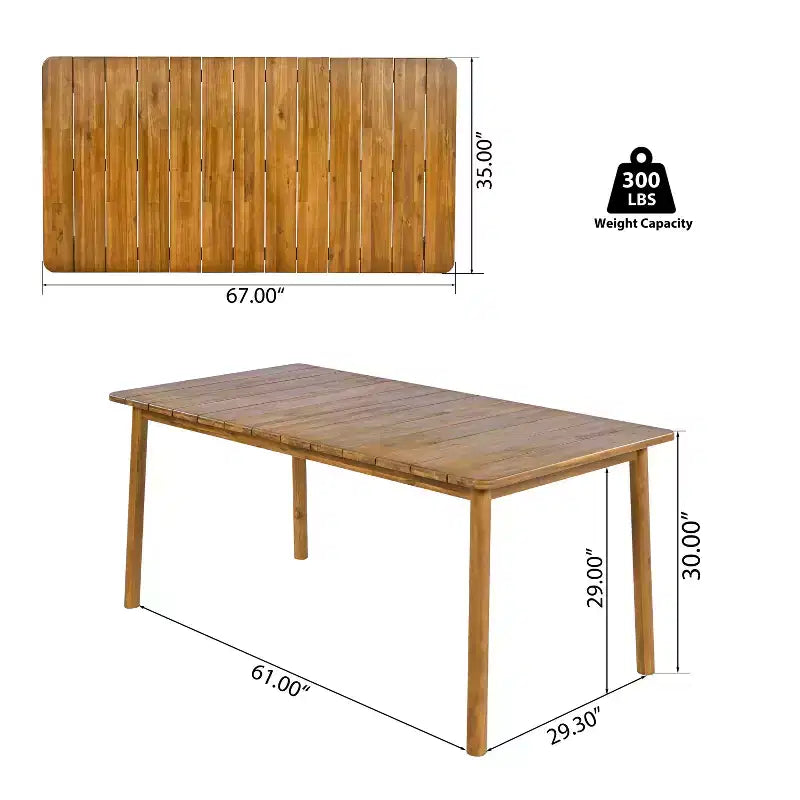 Christopher Knight Home Casper, Set da Pranzo da Esterno Rustico in Legno di Acacia, 7 Pezzi, con Pannelli a Doghe