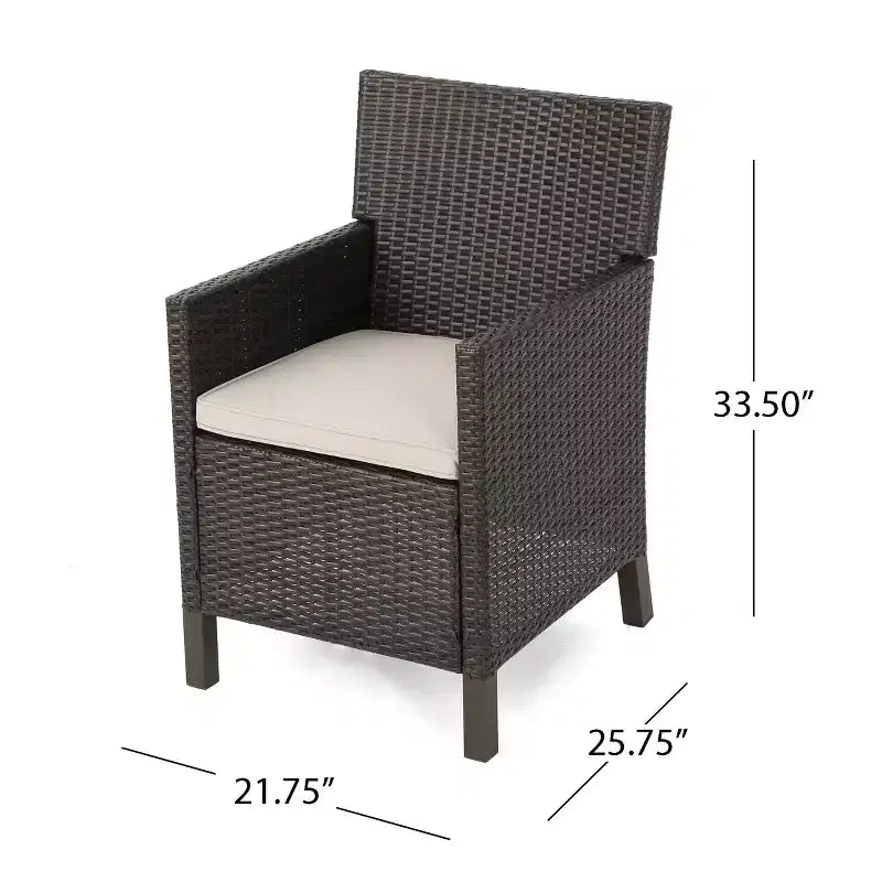 Christopher Knight Home Reese Set da Pranzo da Esterno 7 Pezzi in Rattan e Legno di Acacia con Cuscino, Marrone/Teak