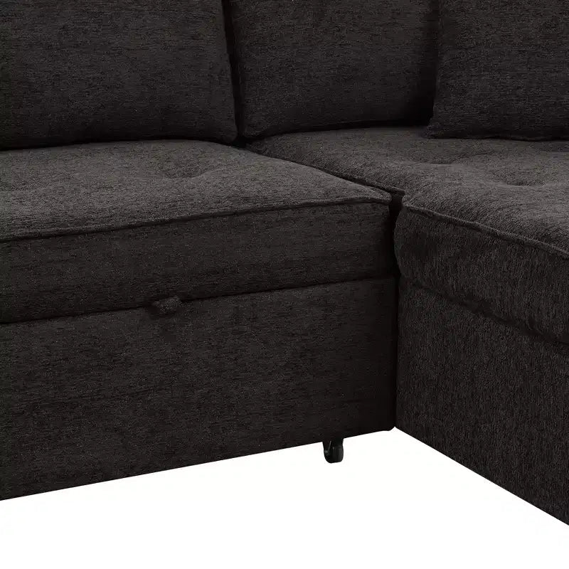 Divano letto sezionale a L reversibile da 104,5 pollici con chaise longue contenitore e 2 pouf - Divano letto convertibile a 3 posti per soggiorno