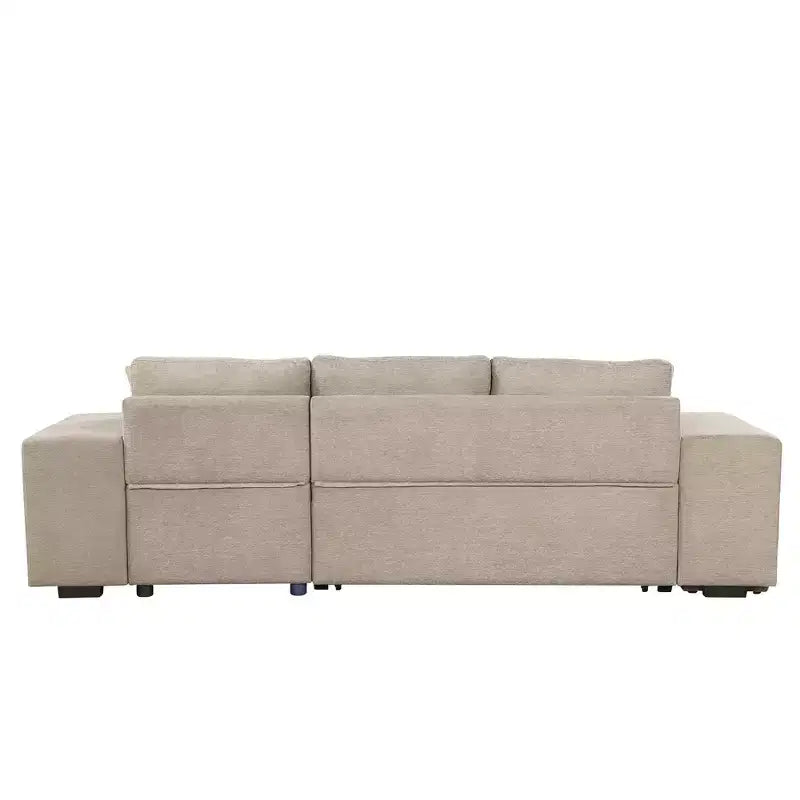 Divano letto sezionale a L reversibile da 104,5 pollici con chaise longue contenitore e 2 pouf - Divano letto convertibile a 3 posti per soggiorno
