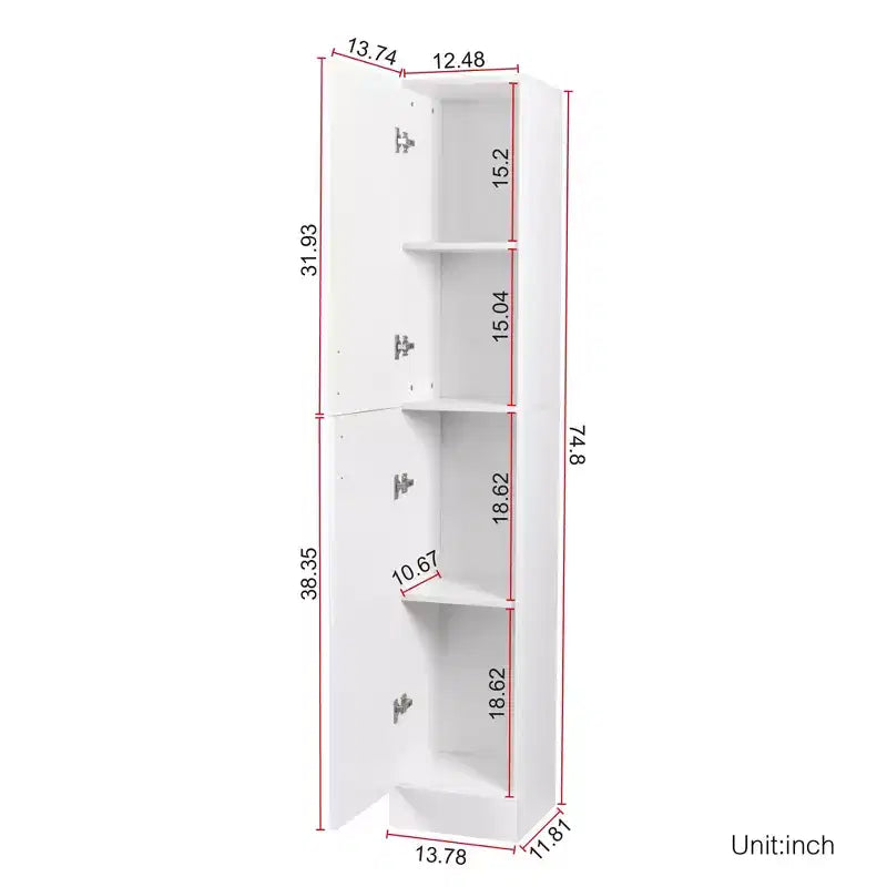 CLIHOME Armadietti Decorativi Indipendenti a 2 Ante con Ripiani Regolabili