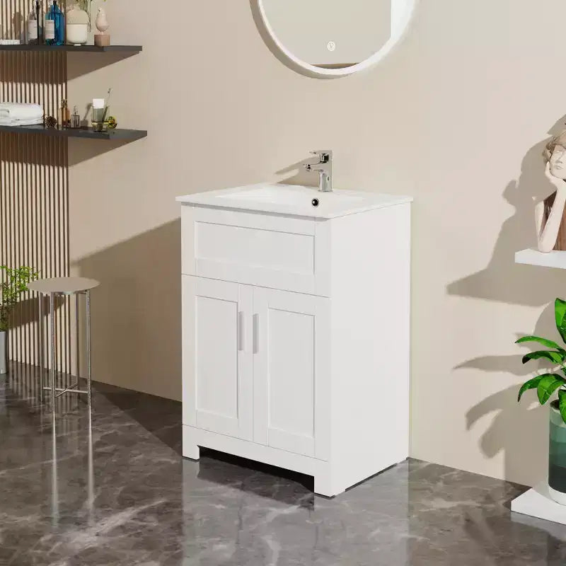 Mobile lavatoio bagno con lavandino 60 cm, bianco