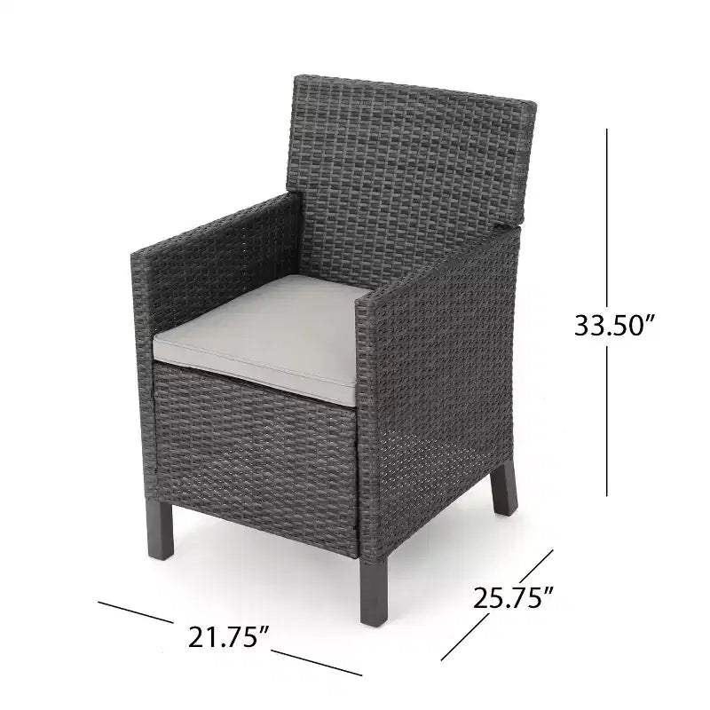 Christopher Knight Home Wes Set da pranzo da esterno a 5 pezzi in legno di acacia e vimini con cuscini