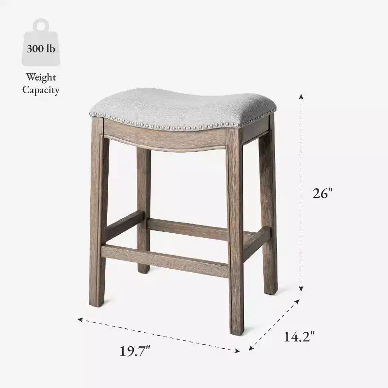 Sgabello da bancone Maven Lane Adrien senza schienale con rivestimento in tessuto, 26"