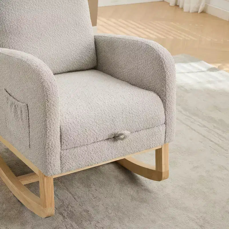 Okak Sedia a dondolo con schienale alto e poggiapiedi a scomparsa per soggiorno, camera da letto o cameretta