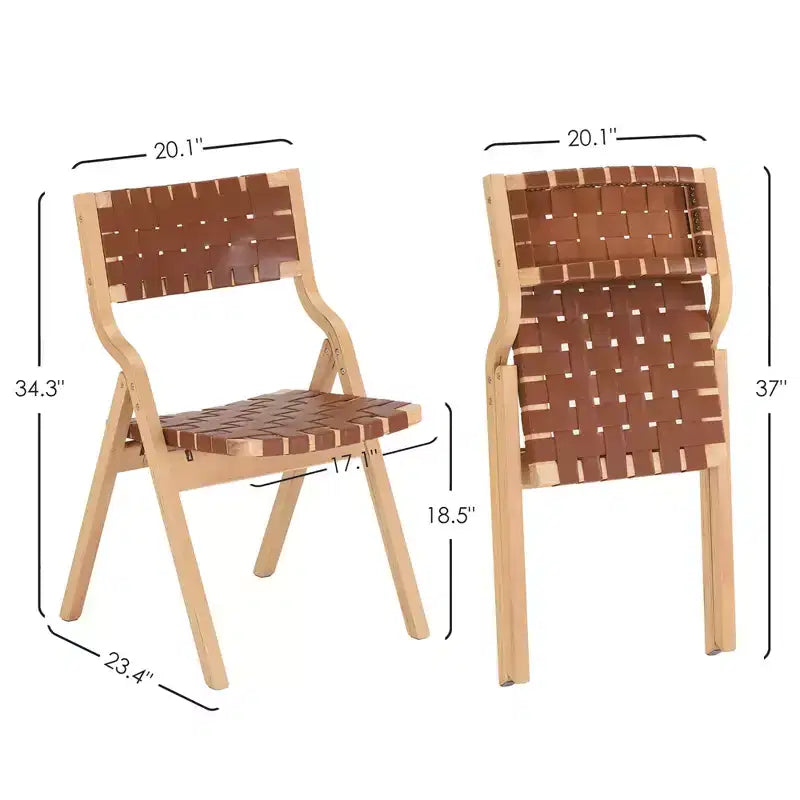MAYEERTY Set di 2 sedie da pranzo pieghevoli e impilabili in legno per sala da pranzo, seduta e schienale intrecciati, Beige - Naturale