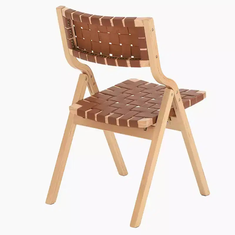 MAYEERTY Set di 2 sedie da pranzo pieghevoli e impilabili in legno per sala da pranzo, seduta e schienale intrecciati, Beige - Naturale