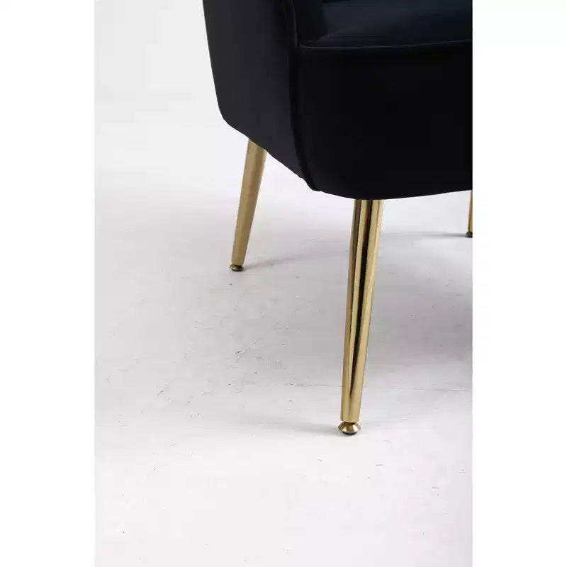 Okak Moderna Poltrona da Salotto in Velluto con Braccioli Imbottiti e Gambe in Legno Dorato, in Stile Mid-Century, per Sala Lettura e Camera da Letto