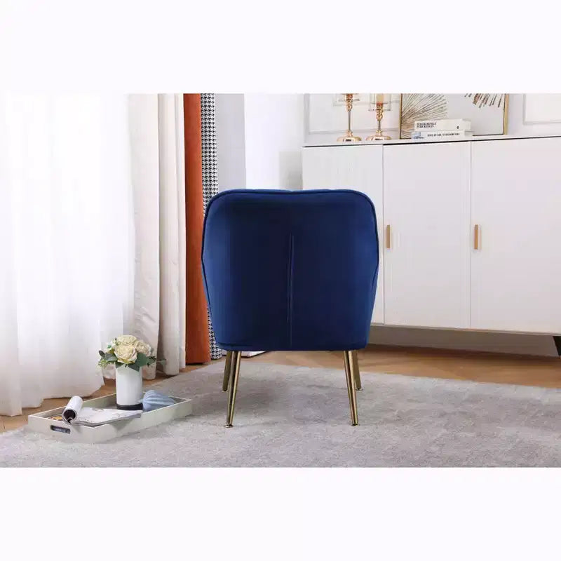 Okak Moderna Poltrona da Salotto in Velluto con Braccioli Imbottiti e Gambe in Legno Dorato, in Stile Mid-Century, per Sala Lettura e Camera da Letto