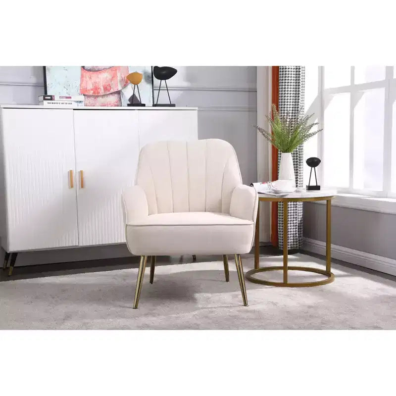 Okak Moderna Poltrona da Salotto in Velluto con Braccioli Imbottiti e Gambe in Legno Dorato, in Stile Mid-Century, per Sala Lettura e Camera da Letto