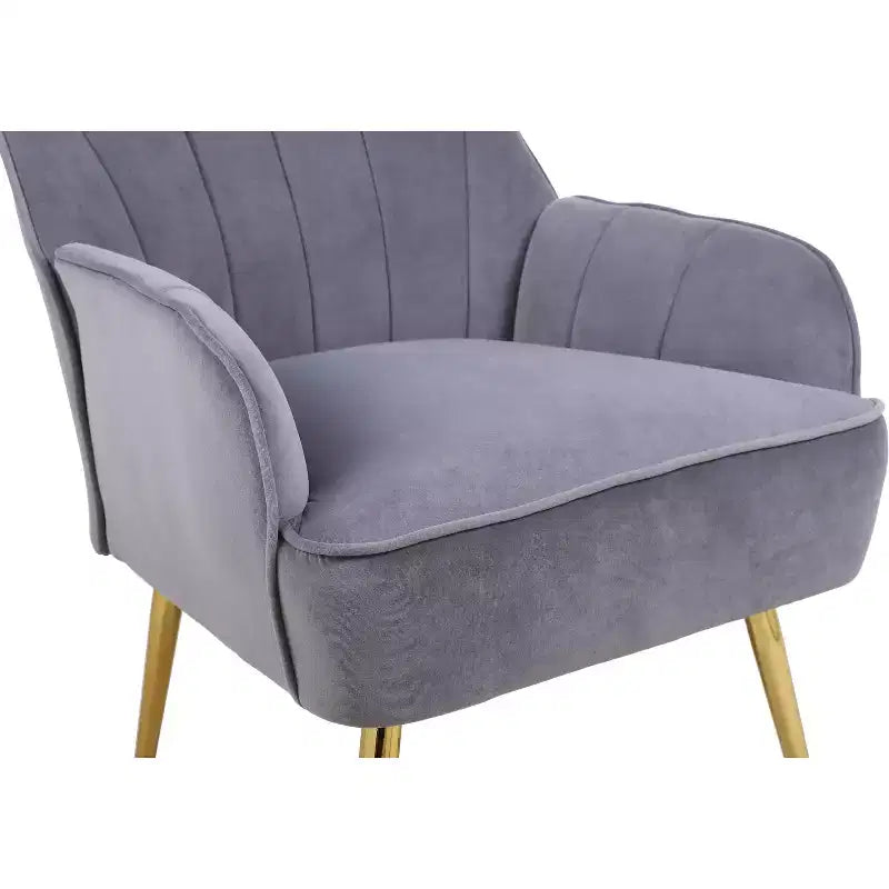 Okak Moderna Poltrona da Salotto in Velluto con Braccioli Imbottiti e Gambe in Legno Dorato, in Stile Mid-Century, per Sala Lettura e Camera da Letto