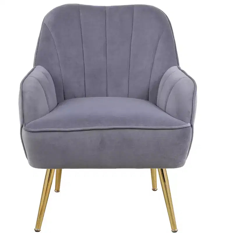 Okak Moderna Poltrona da Salotto in Velluto con Braccioli Imbottiti e Gambe in Legno Dorato, in Stile Mid-Century, per Sala Lettura e Camera da Letto